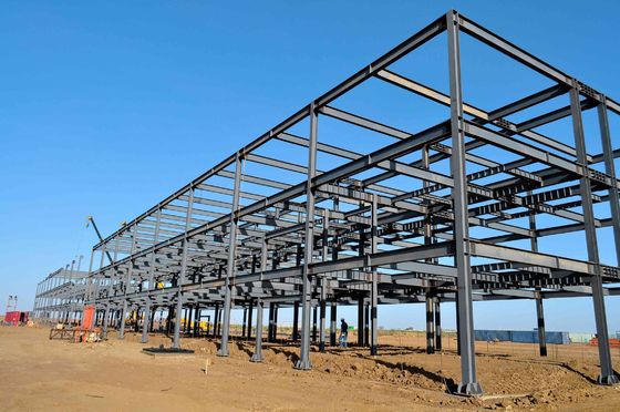 Modular Prefab Welded H Section Steel Workshop Dengan Crane Beam Bentang Besar