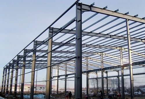 Bangunan Konstruksi Baja Ekonomi Galvanis Digulung Panas H Bagian Bagian Frame Prefabrikasi Gudang