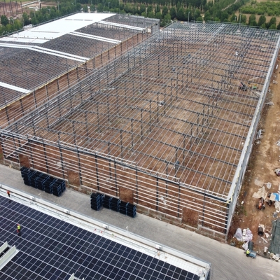Q235B Gudang Baja Prefabrikasi dengan Panel Wol Kaca