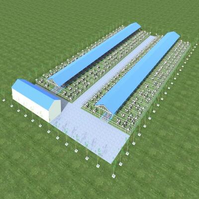 Desain Pasokan Struktur Baja Modern Gudang Pertanian Susu Gudang Sapi Logam Dengan Sistem Ventilasi