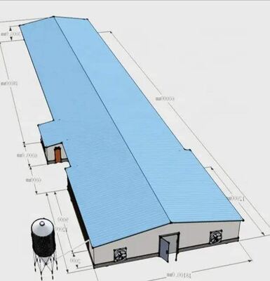 Ukuran 120m x 20m Desain terisolasi Struktur baja prefabrikasi Rumah ayam