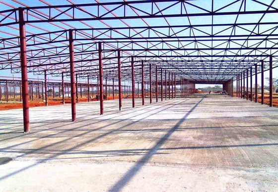 Portal Frame Prefab Preassembled Steel Workshop Bangunan Gudang Garasi Bagian Hot Rolled Konstruksi