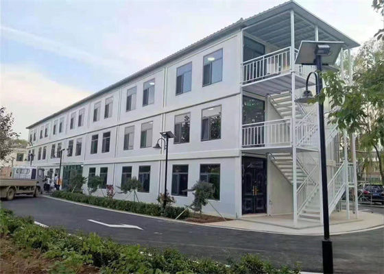 Rumah Kontainer Prefab Struktur Ringan Galvanis dengan Panel Wol Kaca