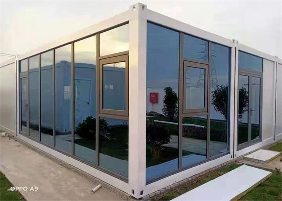 Rumah Kontainer Prefab Galvanis dengan Dinding Panel Wol Kaca