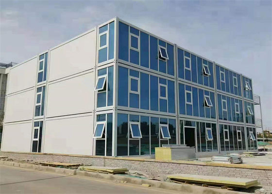 Rumah Kontainer Prefab Struktur Galvanis Panel Wol Kaca